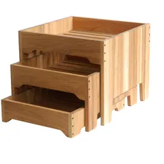 Fruit box 3-tier  oak , H=33, L=39.5, B=39.5cm  beige.