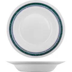 Dish "Rialto" round deep  glass  0.7 l  D=290, H=44mm  white, green.