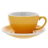 Кофейная пара «Эгг» фарфор 300мл D=110/155,H=65,L=135мм желт.