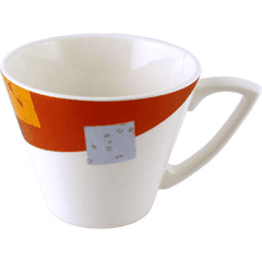 Чашка чайная «Зен» фарфор 227мл D=80,H=65,L=120мм белый,оранжев.