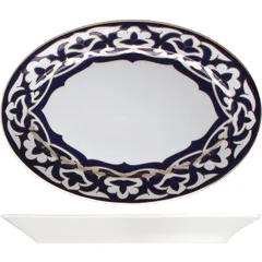 Dish “Vostok Gold” oval  porcelain ,H=33,L=315,B=212mm blue,gold