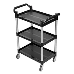 Тележка сервировочная 3 яруса полипроп. ,H=95,L=80,B=42см черный,белый