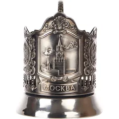 Подстаканник «Спасская башня» никель D=68,H=100мм, изображение 2