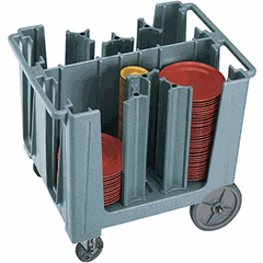 Trolley for plates D=117-330mm, 6 dividers  polyethylene , H=81, L=96, B=73cm  blue-gray.