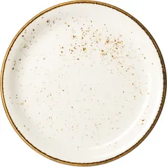 Тарелка «Крафт Вайт» мелкая фарфор D=20,H=2см белый,коричнев.