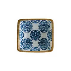 Соусник «Калиф Лотус» квадратный фарфор 80мл ,H=28,L=80,B=85мм белый,синий, изображение 2