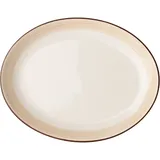 Блюдо «Чино» овальное фарфор ,H=26,L=255,B=200мм белый,бежев.
