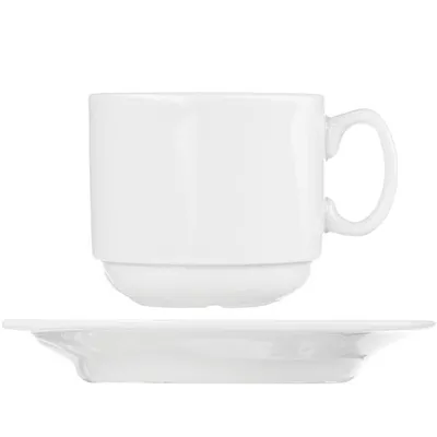 Кофейная пара «Мокко» фарфор 100мл D=60/113,H=60,L=78мм белый, изображение 2