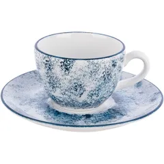 Блюдце «Аида» с декором фарфор D=16см белый,синий, изображение 4