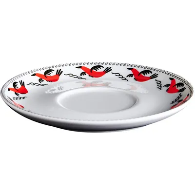 Блюдце «Мезень» Принц Гуси фарфор D=145,H=18мм белый,красный, изображение 3
