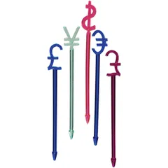 Пики для канапе «Валюты»[300шт] полистирол ,L=82мм разноцветн.