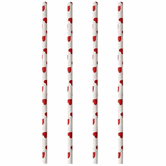 Трубочки «Сердечки» без сгиба[100шт] бумага D=6,L=200мм белый,красный