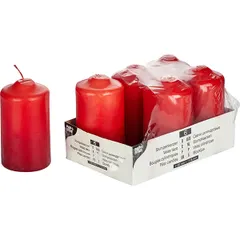 Candles[6pcs] paraffin D=6,H=11,L=18,B=12cm bordeaux