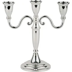 Candlestick for 3 candles  plastic , H=22.5, L=10, B=10 cm  silver.