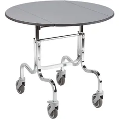 Folding table for room service  stainless steel, wood  D=90, H=78.6 cm  black