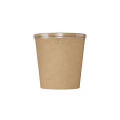 Контейнер бумажный OneBowl для супа картон 0,52л D=102/75,H=104мм св.корич., изображение 3