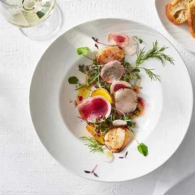 Тарелка для пасты «Спайро» для супа фарфор 394мл D=240,H=45мм белый, изображение 3