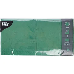 Салфетки бумажные трехслойные 33*33см[250шт] бум. салфет. ,H=11,L=33,B=17см зелен., изображение 2
