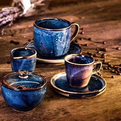 Чашка чайная «Ирис» фарфор 350мл D=9,H=8см голуб., изображение 3