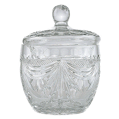 Round vase with lid crystal 1.2l D=14.2,H=12cm clear.