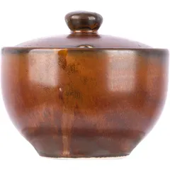 Sugar bowl with lid “Poppy” porcelain 200ml D=91,H=60mm copper