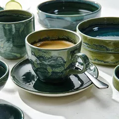 Блюдце «Аврора Везувиус Бернт Эмералд» фарфор D=150,H=17мм бежев.,зелен., изображение 3