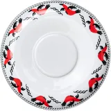 Saucer “Mezen” Prince Geese  porcelain  D=145, H=18mm  white, red