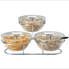 Подставка фуршетная для 3 салатников с крышкой сталь нерж.,стекло D=23,H=18,L=50,B=50см металлич.,пр