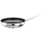 Frying pan (induction)  stainless steel, teflon  D=28, H=6, L=54cm  black, metallic.