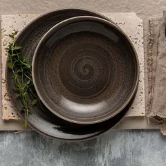 Салатник «Революшн» фарфор 0,65л D=205,H=40мм серый,коричнев., изображение 2