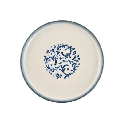 Тарелка «Виенто» с бортом фарфор D=16см белый,синий