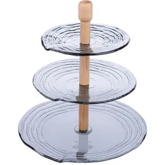 Этажерка «Вело» 3 яруса 32х25х20см стекло,дерево ,H=30см бронз.