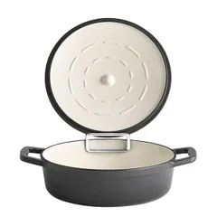 Кастрюля для сервировки «5 звезд» с держателем крышки (индукция) эмалиров.чугун 2,5л D=25,H=7см антр, изображение 2