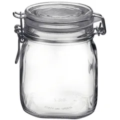 Square jar with lid “Fido”  glass  0.75 l , H=13.6, L=10.6, B=10.6 cm  clear.