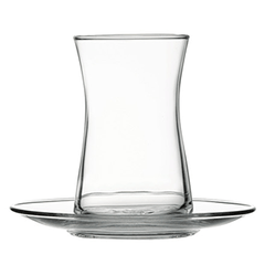 Tea glass with saucer glass 165ml ,H=95mm clear.