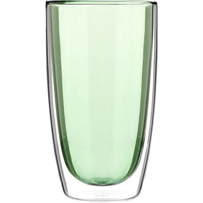 Бокал для горячих напитков «Проотель» двойные стенки термост.стекло 450мл D=8см зелен., Цвет: Зеленый, Объем по данным поставщика (мл): 450
