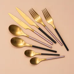 Вилка столовая «Дистрикт Блэк Голд Мэтт» сталь нерж. ,L=200,B=26мм золотой,черный, изображение 3