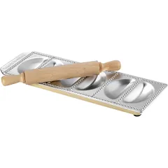 Ravioli mold with rolling pin 6 cells “Sorrisi” aluminum ,L=34,B=11.5cm metal.