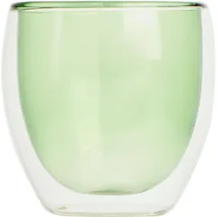 Glass for hot drinks "Prootel" double walls  thermal glass  250 ml  D=8 cm  green.