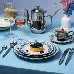 Тарелка «Фиори» фарфор D=20см слон.кость,синий, изображение 4