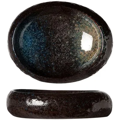 Салатник овальный керамика ,H=5,L=19,B=15см черный,синий