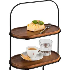 Этажерка 2 яруса металл,дерево ,H=37,5,L=31,B=17см черный, изображение 3