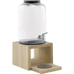 Диспенсер для холодных напитков «Вало» (подставка из дуба) стекло,сталь нерж. 7л ,H=46,5,L=21,B=21см