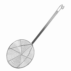 Skimmer-sieve stainless steel D=15,H=13,L=48cm metal.