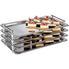 Rectangular tray “Profi Line” with handles  stainless steel , H=40, L=530, B=325mm  silver.