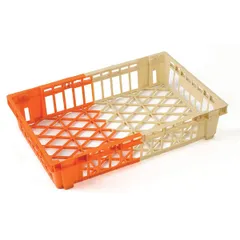 Perforated food container  polyethylene  20 l , H=12, L=60, B=40 cm  white, orange.