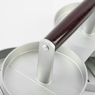 Пресс для гамбургеров двойной с антипригарным покрытием алюмин. D=120,H=85,L=240,B=115мм металлич., изображение 4