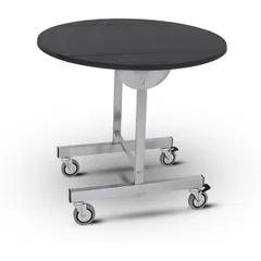 Folding table for room service  stainless steel, mdf  D=90, H=78cm  black