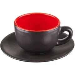 Tea pair “Carmine” ceramics 200ml D=15cm red,black