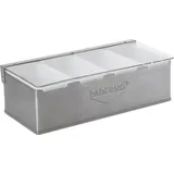 Контейнер для фруктов и специй 4 отделения с крышкой сталь нерж.,абс-пластик ,H=10,L=32,B=16см сереб